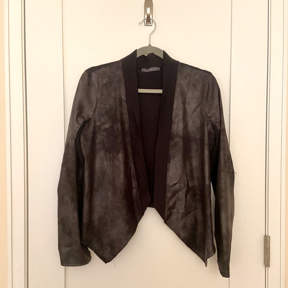 Velvet Faux-Leather Cape/Jacket